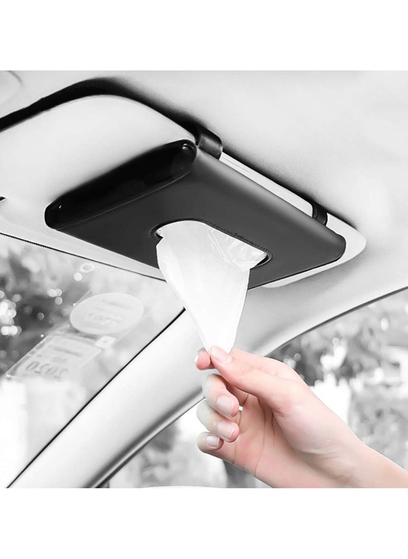 Generic Fredysu Premium Leather Napkin & Tissue Holder for Car Visor and Backseat – Universal Fit Tissue Box Organizer for Car Interior, SUV, and Truck – Easy Access, Black  - Image 1
