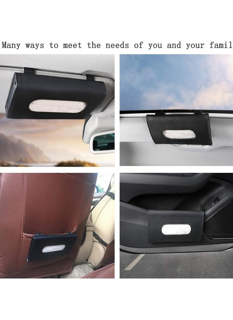 Generic Fredysu Premium Leather Napkin & Tissue Holder for Car Visor and Backseat – Universal Fit Tissue Box Organizer for Car Interior, SUV, and Truck – Easy Access, Black  - Image 2