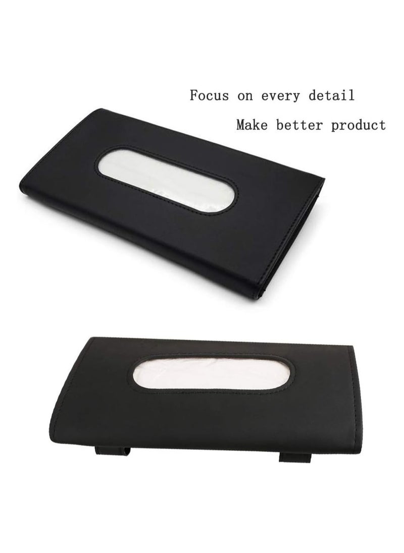 Generic Fredysu Premium Leather Napkin & Tissue Holder for Car Visor and Backseat – Universal Fit Tissue Box Organizer for Car Interior, SUV, and Truck – Easy Access, Black  - Image 4