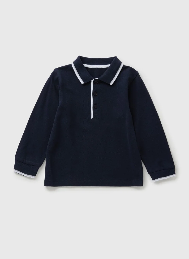 Matalan Boys Navy Long Sleeve Polo