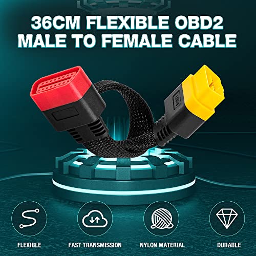 LAUNCH OBD2 Extension Cable Full 16Pin Male to Female OBDII Extend Cable for Car OBD Diagnostic Extender Cord Connector Reinforced Nylon Material (36CM/1.2FT) - Image 3