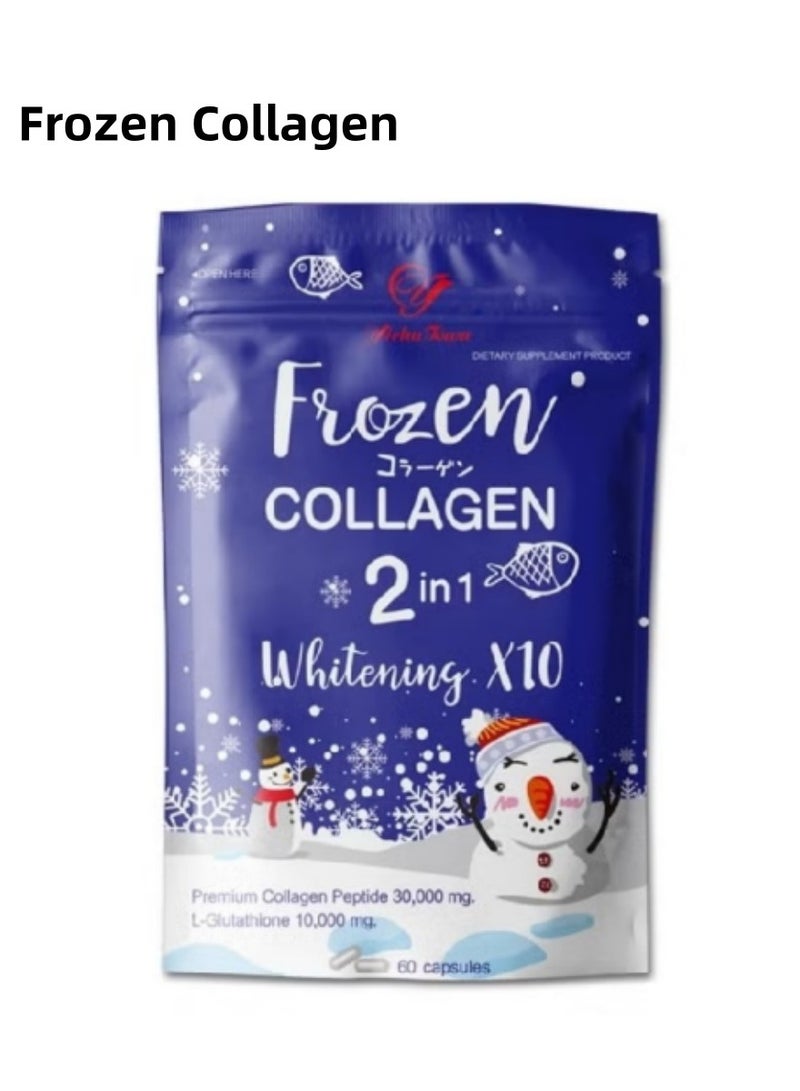 Frozen Collagen Frozen 2-in-1 Collagen Whitening Supplement with 10X Collagen Peptide 30000mg L-Glutathione 10000mg 60 Tablets - Image 1