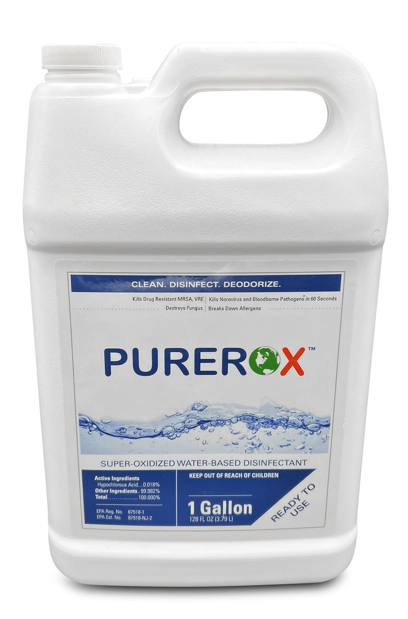 PUREROX disinfectant (1 gallon) Eliminate 99.9999% viruses, Norovirus, HIV, MRSA and fungi. PUREROX Hypochlorous technology. Hospital Grade. Use Anywhere. No residue.No Rinse. Suitable All Surfaces - Image 1