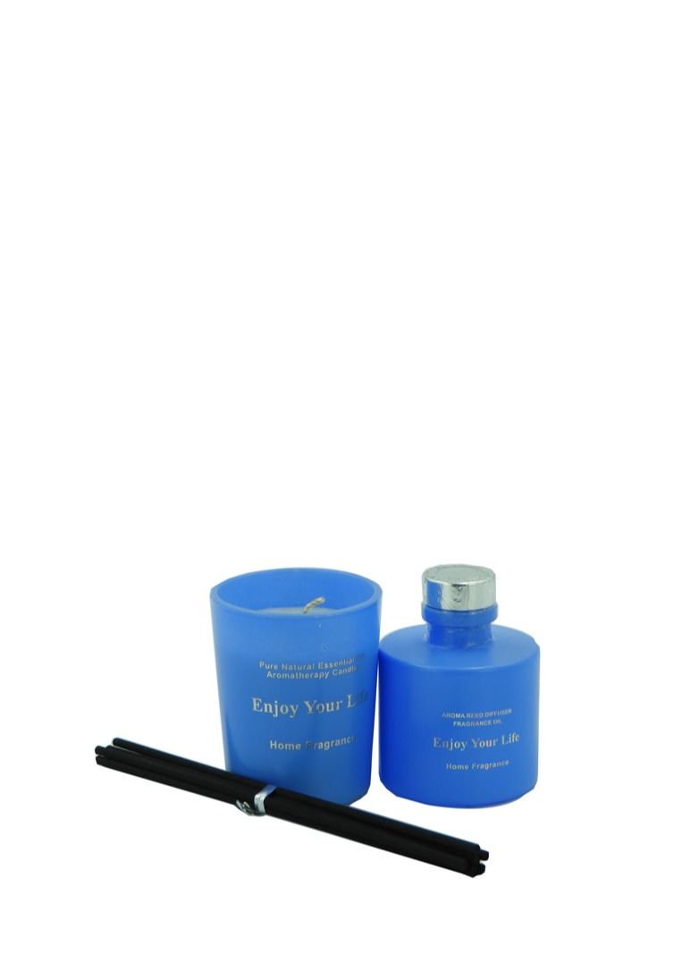 BABAZAM Aromatherapy Scented Candle Set with Fragrance Oil and 6 Pieces of Sticks Beautifully Packaged Ideal for Birthday Anniversary Gift Blue 20x13x6cm  - Image 2