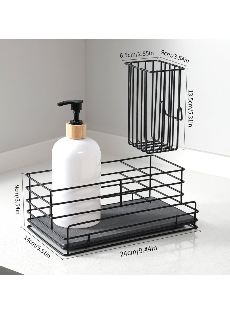 general Kitchen sink built-in shelf dishwasher sponge dishwasher narrow side storage diatom mud drain rack instant drying pad - Image 2