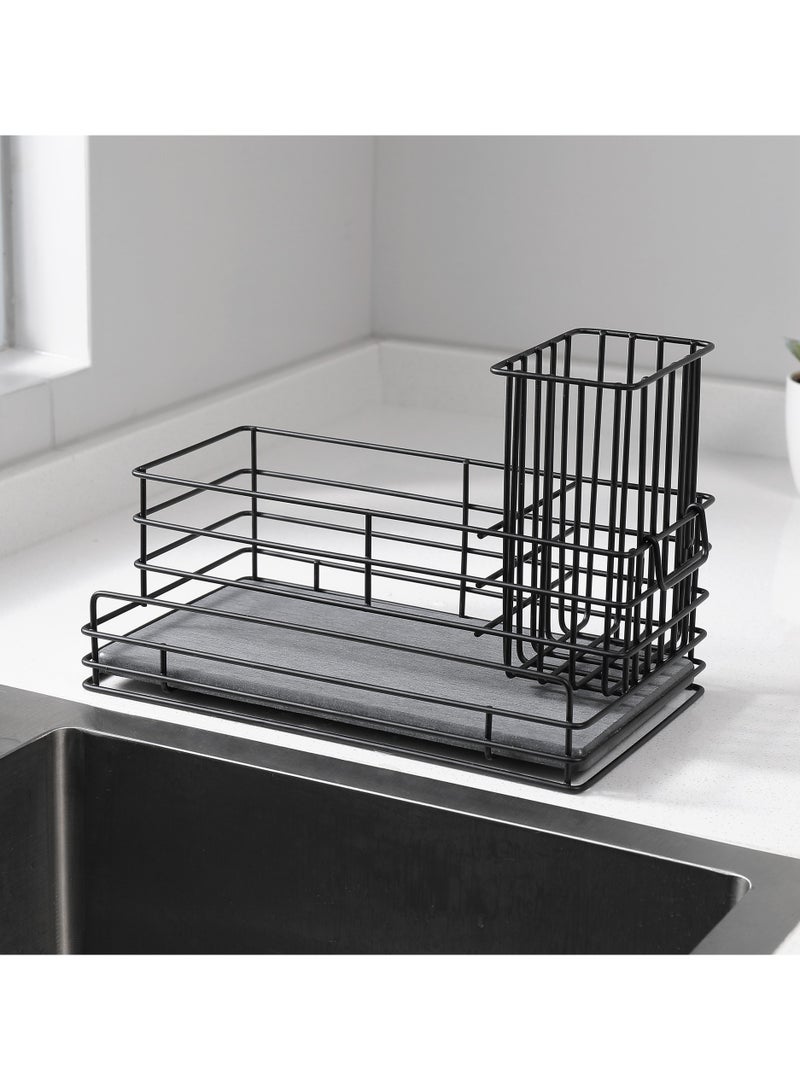general Kitchen sink built-in shelf dishwasher sponge dishwasher narrow side storage diatom mud drain rack instant drying pad - Image 1