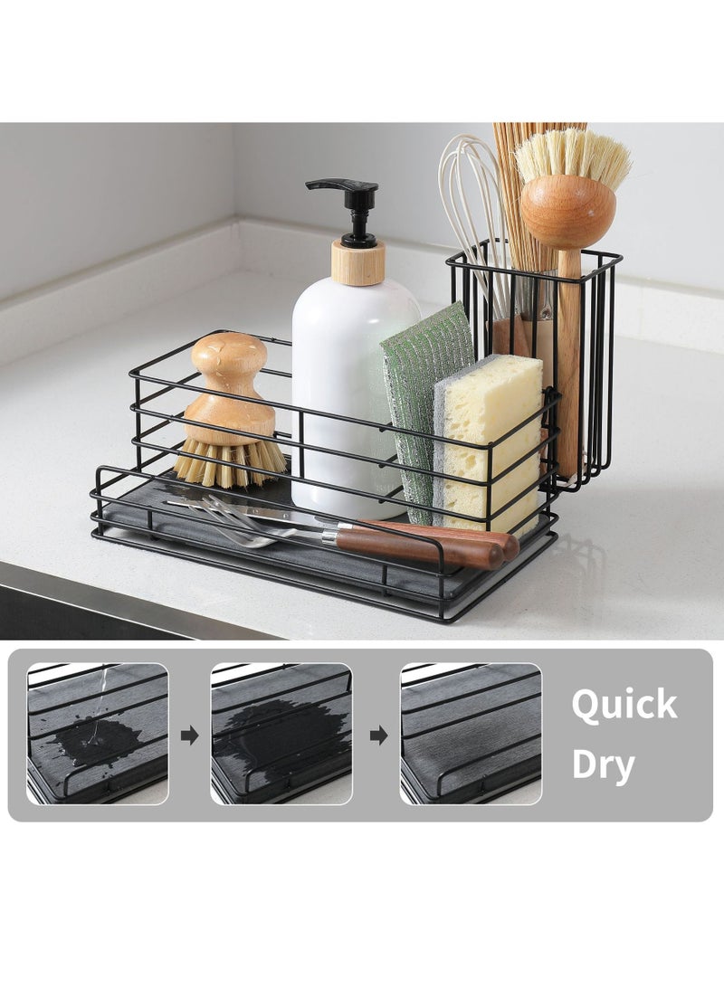 general Kitchen sink built-in shelf dishwasher sponge dishwasher narrow side storage diatom mud drain rack instant drying pad - Image 4