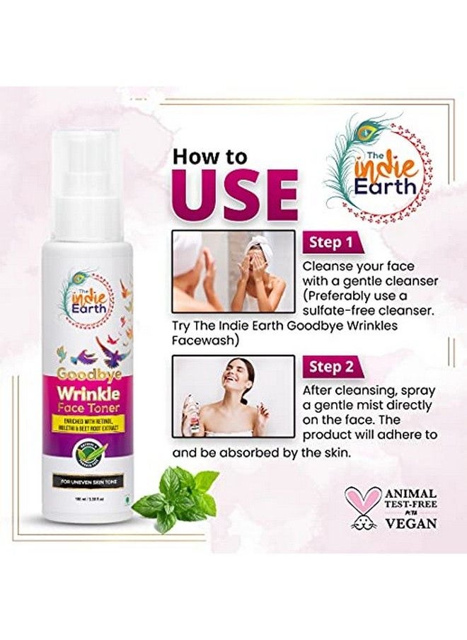 Goodbye Wrinkle (Retinol) Face Toner Enriched With Retinol Liquorice And Beet Root Extract (100Ml) Controls Fine Lines And Wrinkle ; For Younger Looking Skin ; Antiageing Face Toner