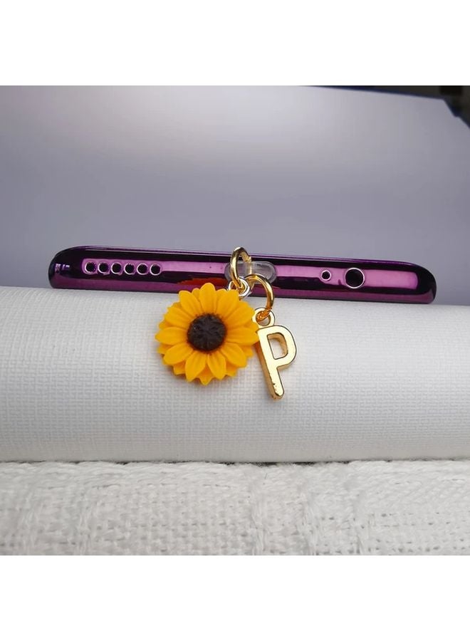 Type C Phone Dust Plug Sunflower Pendant Charging Port Cover DIY Mobile Decoration - Image 1