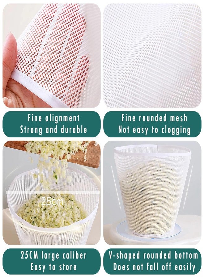Dayinkes 2PCS Food Grade Silicone Cheese Cloths, 25cm Wide Mouth Nut Milk Bag, Easy Clean Reusable Strainer Bag with Mesh, For Straining Oat Milk, Almond Milk, Yogurt, Celery Juice, Cheese Making - Image 4