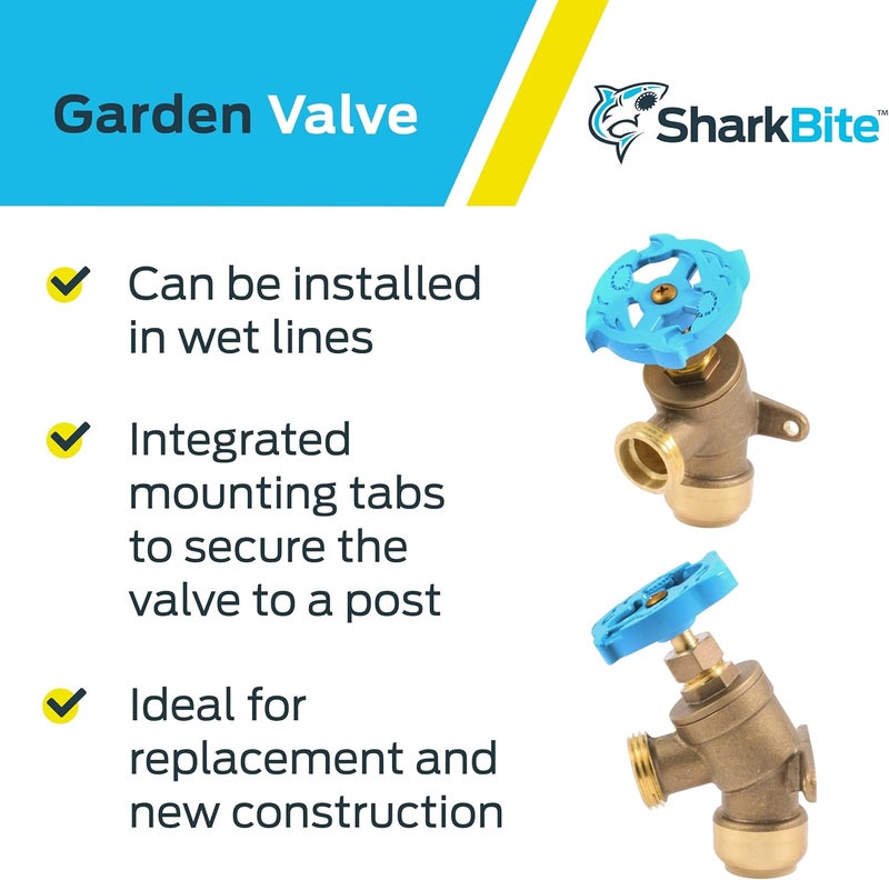 SharkBite 3/4 Inch x 3/4 Inch MHT Garden Valve, Multi Turn, Push to Connect Brass Plumbing Fitting, PEX Pipe, Copper, CPVC, PE-RT, HDPE, 24623LF - Image 4