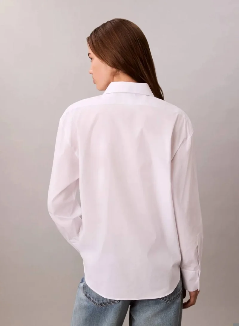 Calvin Klein Brilliant White Relaxed Poplin Stretch Shirt for Women | Best Price UAE