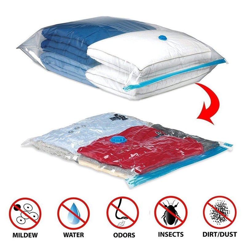 PAVITYAKSH Vacuum Bags Reusable Space Saver Quit Vacuum Plastic Storage Bag for Clothes Blankets Home Travel Compression Sealer Bags 80X120PACK OF 5 - Image 3