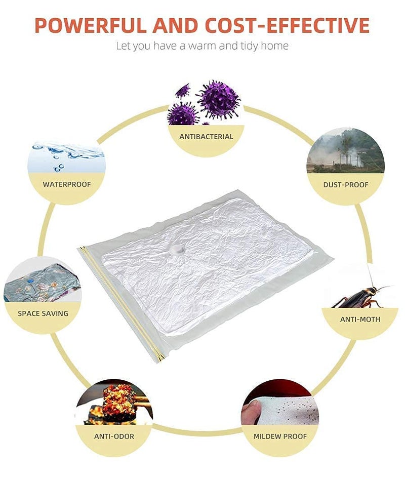 PAVITYAKSH Vacuum Bags Reusable Space Saver Quit Vacuum Plastic Storage Bag for Clothes Blankets Home Travel Compression Sealer Bags 80X120PACK OF 5 - Image 5