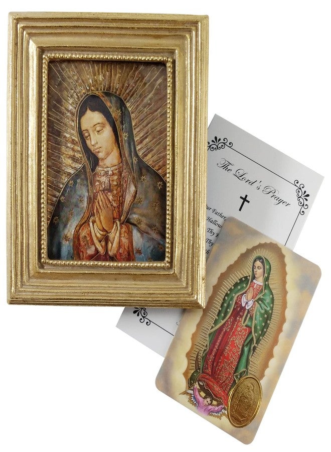 Trendzeen Our Lady Of Guadalupe Picture - with Our Lady Of Guadalupe Card, The Lord's Prayer Card | Cuadro De La Virgen De Guadalupe Art Print Frame with Easel Back 3.75x4.5 Inch (Comes Boxed), Set of 3 Items - Image 1