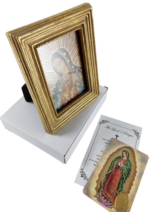 Trendzeen Our Lady Of Guadalupe Picture - with Our Lady Of Guadalupe Card, The Lord's Prayer Card | Cuadro De La Virgen De Guadalupe Art Print Frame with Easel Back 3.75x4.5 Inch (Comes Boxed), Set of 3 Items - Image 3