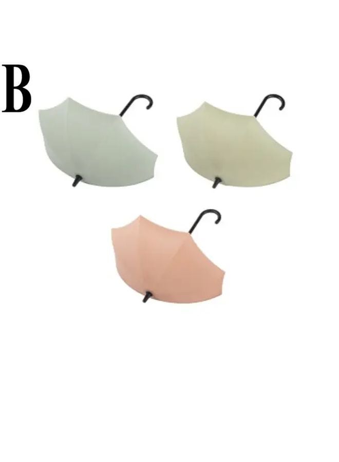3pcs White Adhesive Wall Hooks Heavy Duty Umbrella Holder No Drill Space Saving - Image 1