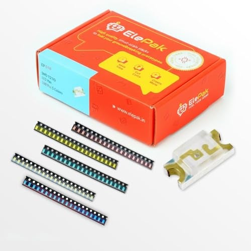 ElePak SMD LED Pak (100 Pcs) - Red, Green, Blue, Yellow, White 5 Colors - High Brightness Output - Electronic Components Kit - DIY Science Project, PCB Mounting, Backlighting (3.2mm × 2.8mm, 0.06, Watts) - Image 1