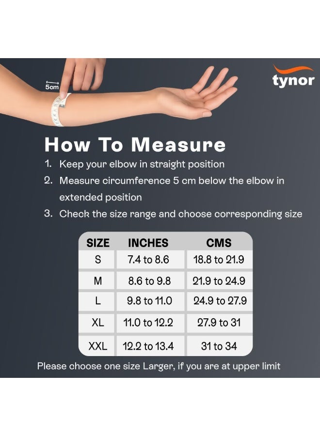 تاينور TYNOR دعامة الكوع Air Pro، أسود وبرتقالي، مقاس صغير، قطعة واحدة - Image 4