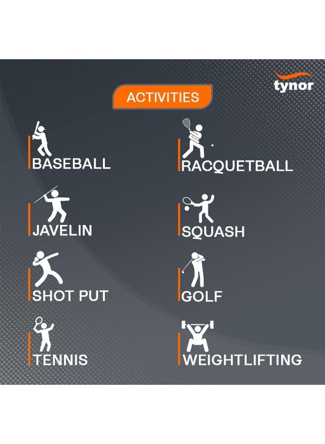 تاينور TYNOR دعامة الكوع Air Pro، أسود وبرتقالي، مقاس صغير، قطعة واحدة - Image 3