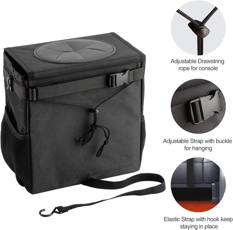 Ryhpez Car Trash Can with Lid - Hanging Trash Bin Garbage Can for Car SUV, Leak-Proof Collapsible Automotive Truck Organizer Road Trip Essentials(3.2 Gallon/12L) - Image 3