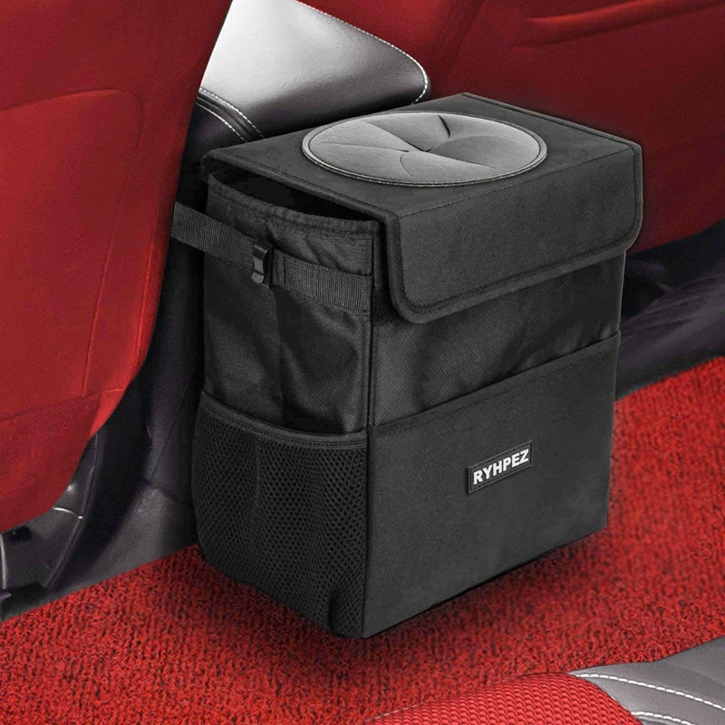 Ryhpez Car Trash Can with Lid - Hanging Trash Bin Garbage Can for Car SUV, Leak-Proof Collapsible Automotive Truck Organizer Road Trip Essentials(3.2 Gallon/12L) - Image 1