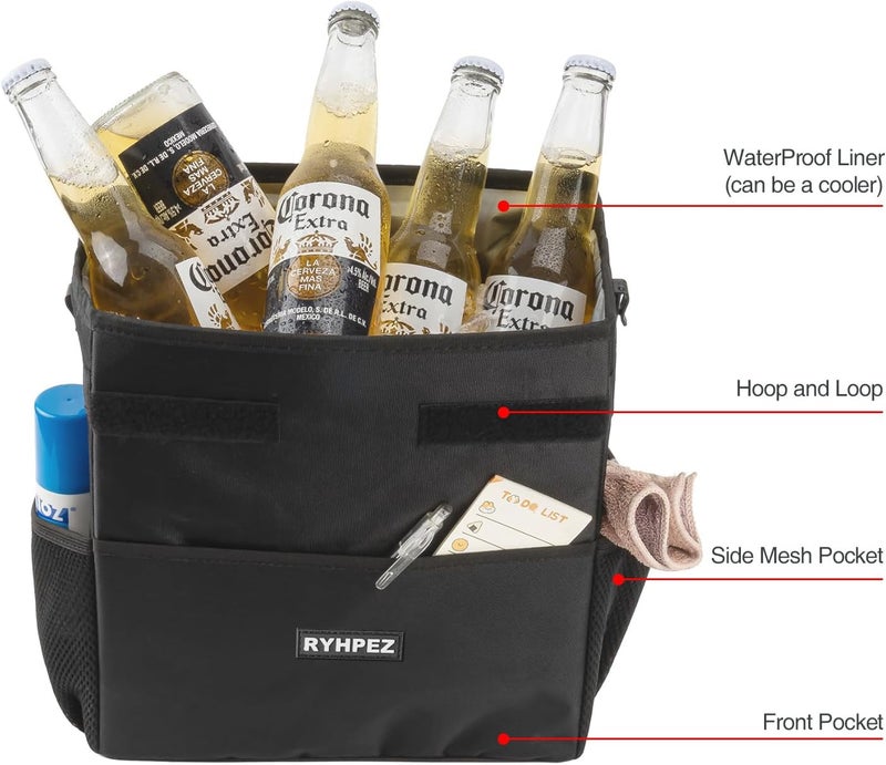 Ryhpez Car Trash Can with Lid - Hanging Trash Bin Garbage Can for Car SUV, Leak-Proof Collapsible Automotive Truck Organizer Road Trip Essentials(3.2 Gallon/12L) - Image 4