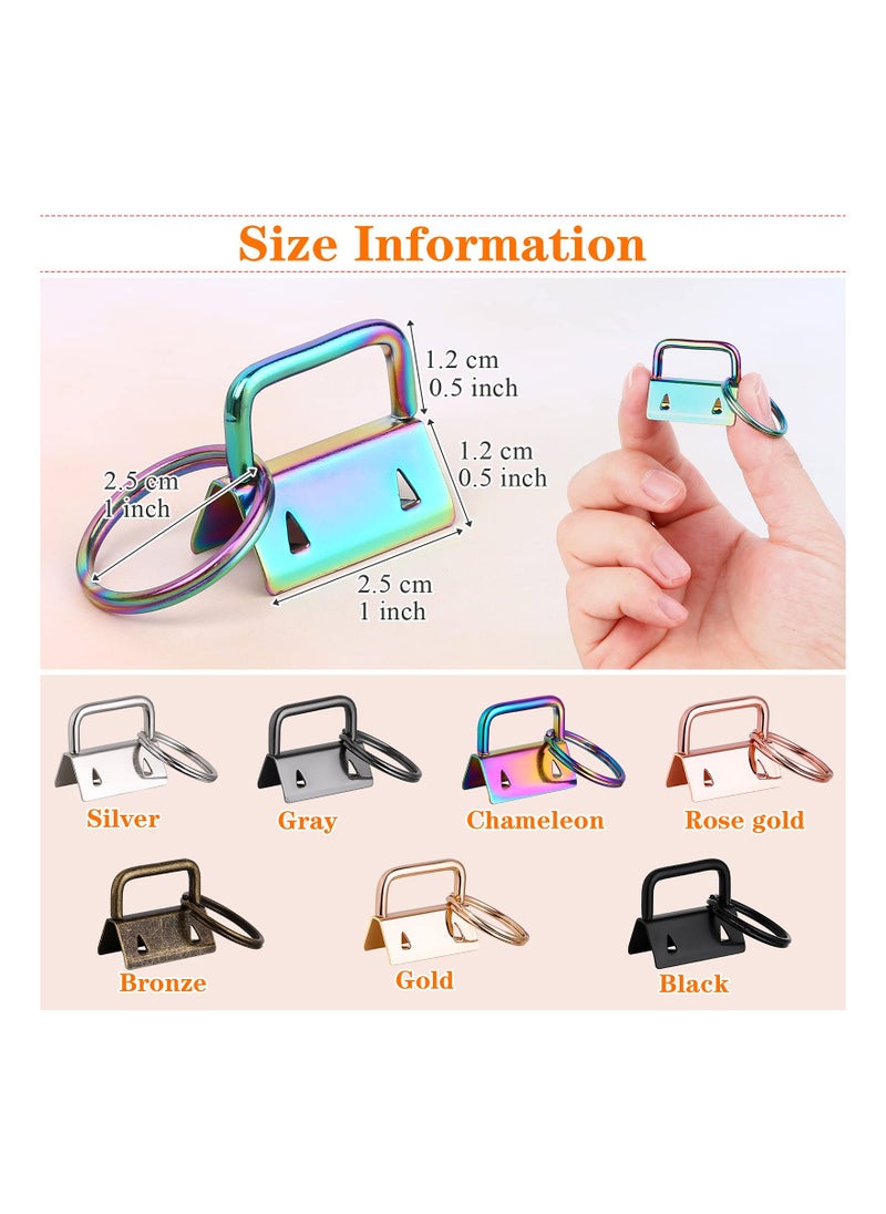 KASTWAVE - Key Fob Hardware, 42PCS 1 Inch 7 Colors Keychain Hardware Set Key Fob Hardware for Wristlet Keychain, Key Lanyard and Key Chain Making Hardware Supplies - Image 1