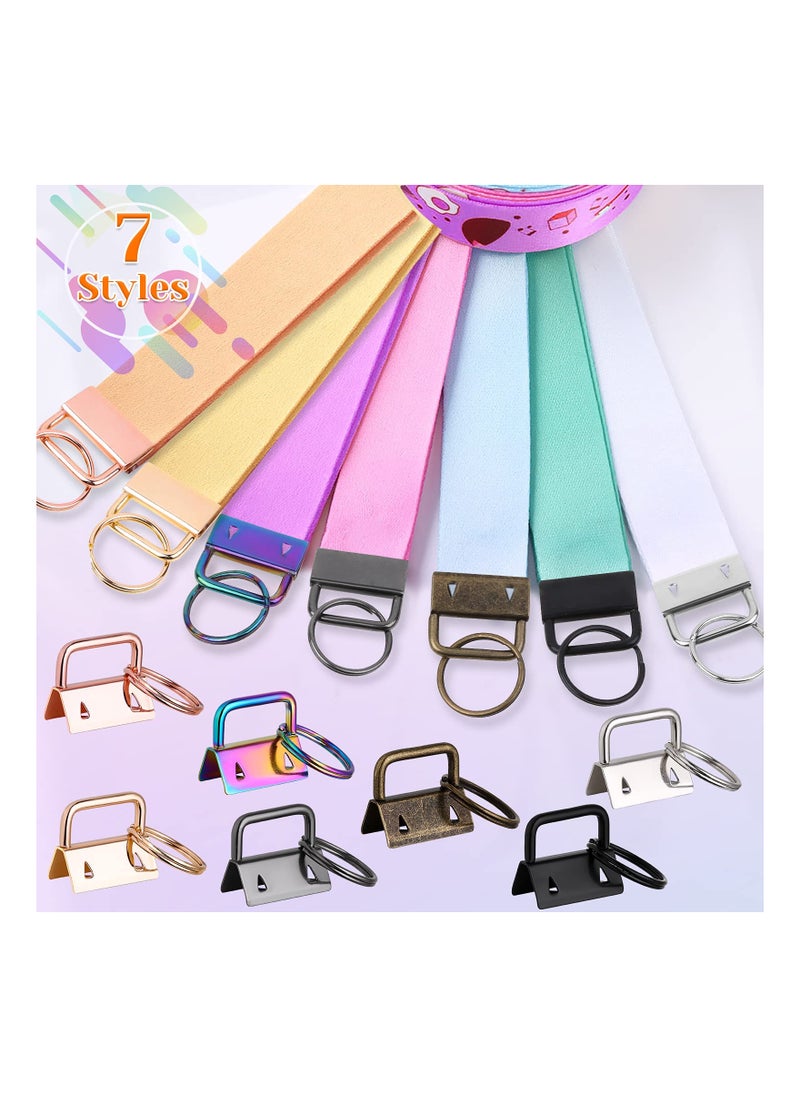 KASTWAVE - Key Fob Hardware, 42PCS 1 Inch 7 Colors Keychain Hardware Set Key Fob Hardware for Wristlet Keychain, Key Lanyard and Key Chain Making Hardware Supplies - Image 1