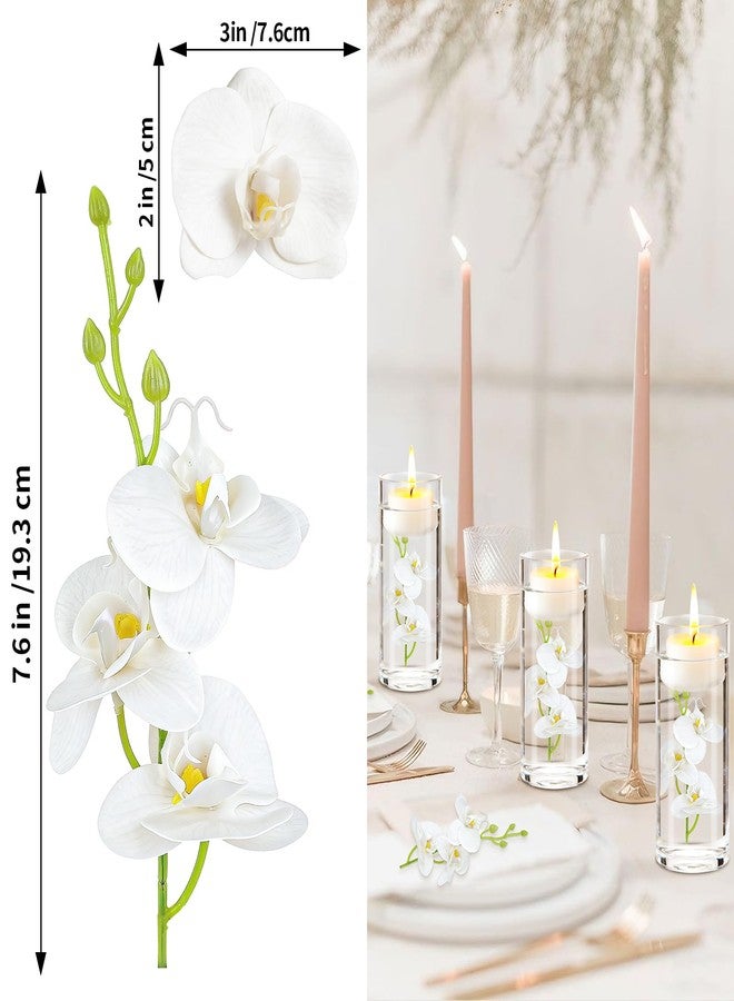 LARDUX 12 Pieces Artificial Flowers for Floating Candles Wedding Centerpiece Mini Orchid Flower Filler Vase Fillers for Wedding Dinning Table Party Home Bar Restaurant Decoration-Cream - Image 2