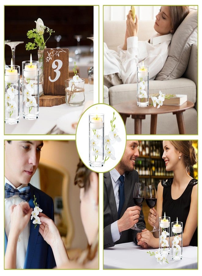 LARDUX 12 Pieces Artificial Flowers for Floating Candles Wedding Centerpiece Mini Orchid Flower Filler Vase Fillers for Wedding Dinning Table Party Home Bar Restaurant Decoration-Cream - Image 4