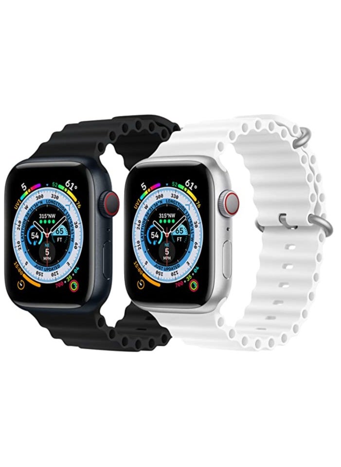 keloray - Ocean Silicone Sport Band - Compatible with Apple Watch Ultra 2/Ultra Band 49mm 45mm 44mm 42mm for Men Women, Breathable Soft Waterproof Strap for iWatch Ultra 2, iWatch Ultra Series SE 9/8/7/6/5/4 - Image 1