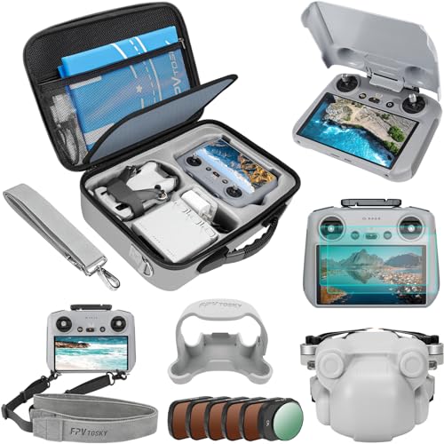 FPVtosky مجموعة ملحقات FPVtosky Mini 4 Pro - مجموعة 7 في 1، حقيبة حمل، مجموعة فلاتر ND، واقي شمس RC2، حبل، غطاء عدسة، واقي شاشة، حامل مروحة لطائرة DJI Mini 4 - Image 1