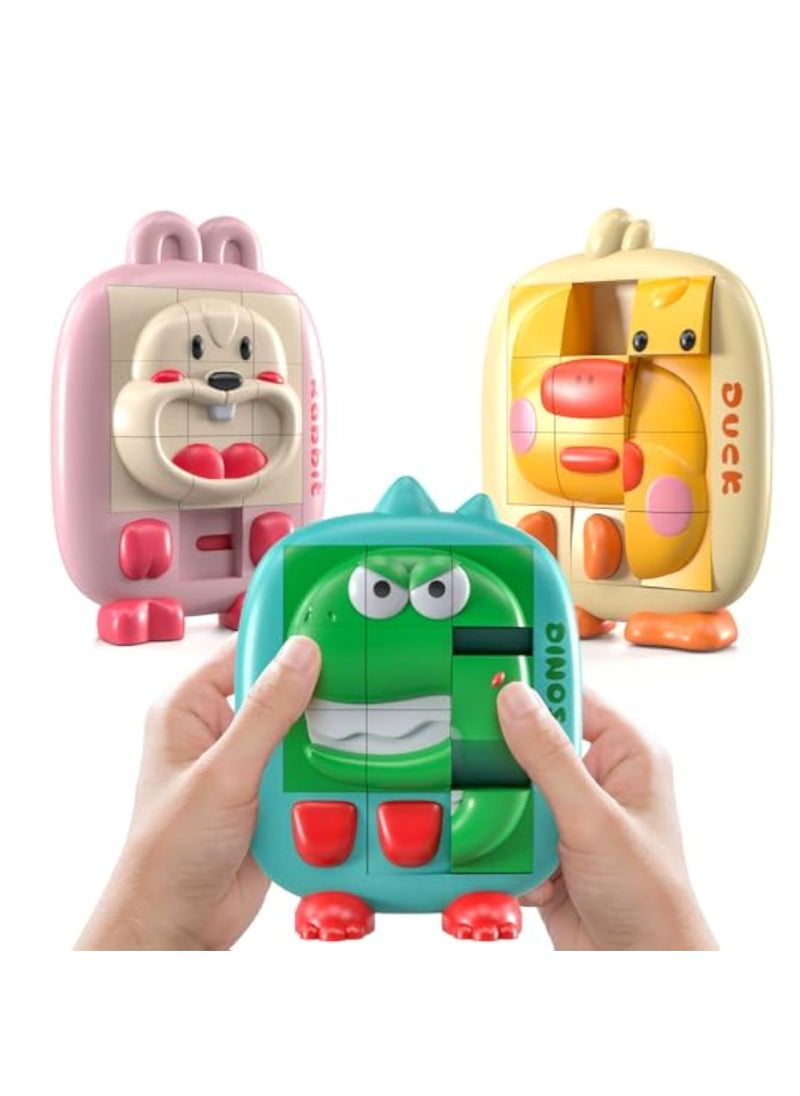 3Pcs Slide Puzzle, Animal Brain Teaser Puzzles, Develop Fine Motor Skills, Educational Games for Kids, Travel Games, Challenging Puzzle, for ages 3-5 4-8 Boys Girls, for Game Nights  - Image 1
