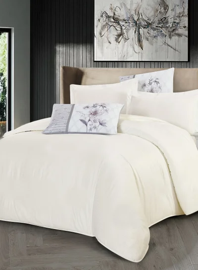 Donetella Duvet Set 6-Pcs King Size Striped Microfiber Bed Set With 1 Duvet Cover(220 X 240 CM) 1 Fitted Sheet 2 PillowSham And 2 Digital Printed Pillowcases(Without Filler),