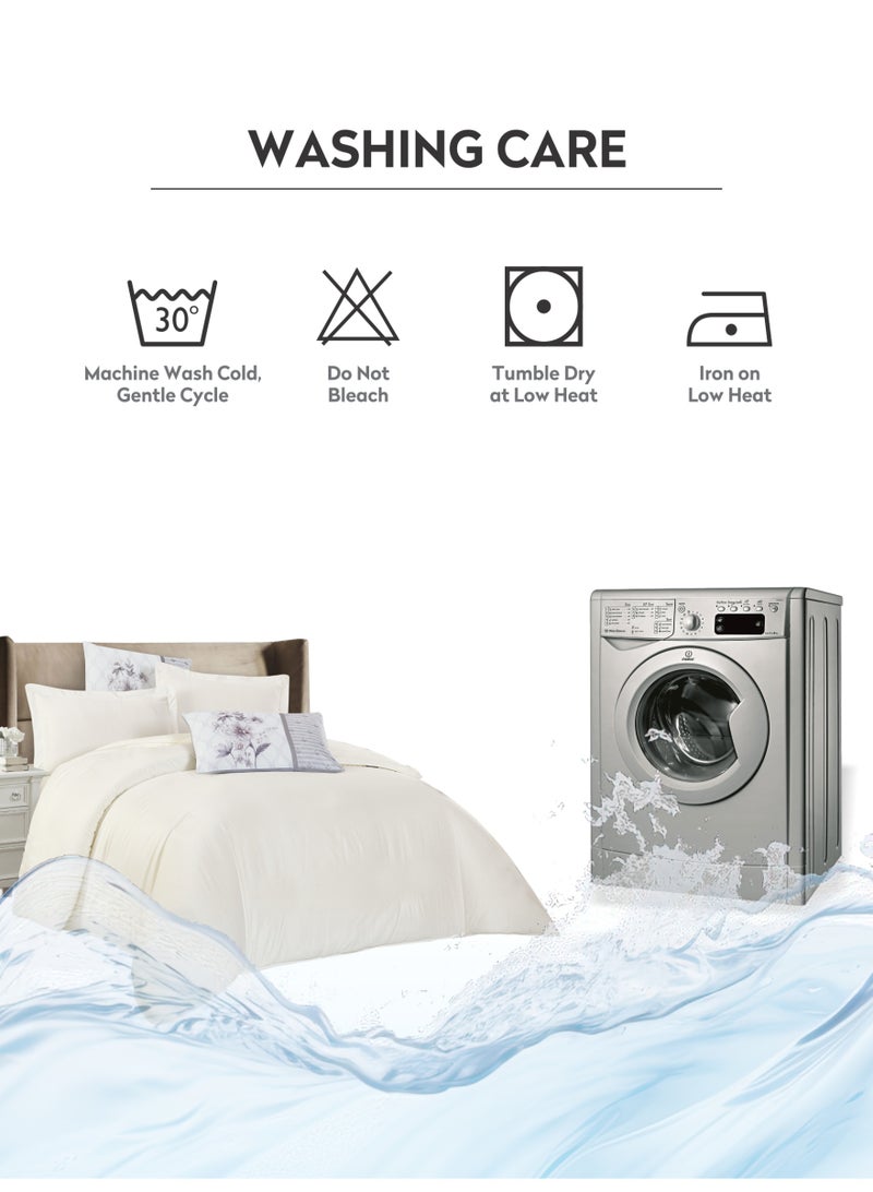 Donetella Duvet Set 6-Pcs King Size Striped Microfiber Bed Set With 1 Duvet Cover Fits 200x200cm, 1 Fitted Sheet 2 PillowSham And 2 Digital Printed Pillowcases(Without Filler) - Image 5