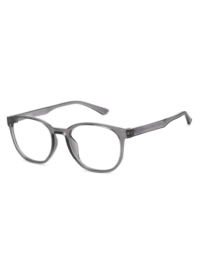 لينسكارت بلو LENSKART BLU | Bluecut & Antiglare Computer Eyeglasses | Grey Full Rim Round Shape | For Men & Women | Medium | LB E14061