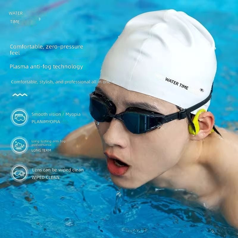 WaterTime Competitive Swimming Goggles Anti-Fog Waterproof HD Unisex Racing Electroplated Scratch-Resistant with Swim Cap - Image 3