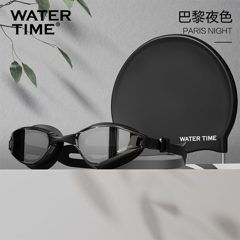 WaterTime Competitive Swimming Goggles Anti-Fog Waterproof HD Unisex Racing Electroplated Scratch-Resistant with Swim Cap - Image 1