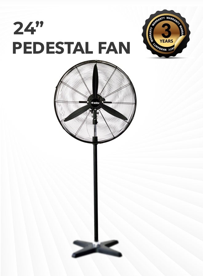 Selex 24” Industrial Pedestal Fan – 1400 RPM High-Speed Air Circulator with 3-Speed Settings, Overheat Protection, Heavy Base, Aluminum Blades, Oscillation – 3-Year Warranty  - Image 1