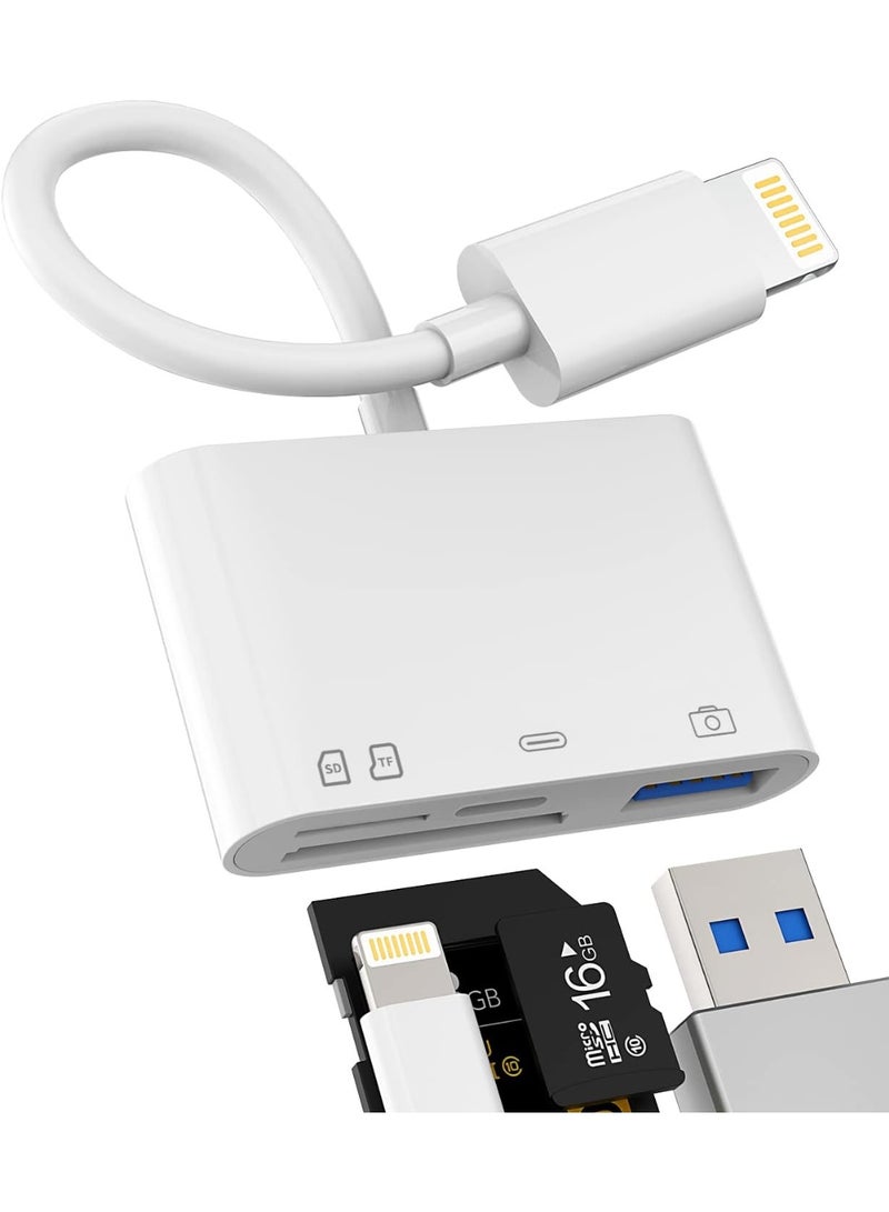Lightning to USB & Micro SD Card Reader Adapter – OTG Cable for iPhone 14, iPad, Camera, Keyboard, Mouse, and Flash Drive - Image 1