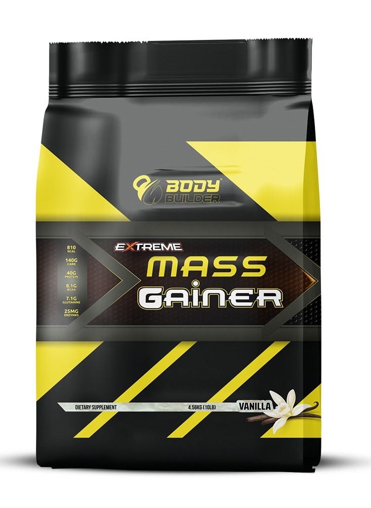 Body Builder - Extreme Mass Gainer - Vanilla Flavor, 10 LB - BCAAs, Glutamine, Digestive Enzymes,Muscle Growth, Weight Gain, Non-GMO - Image 1