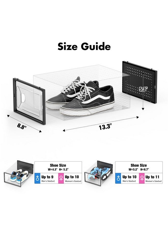 Foluck Foluck Shoe Storage Box, 15 Pack Clear Plastic Stackable Shoe Organizer for Closet, Interlocking Design Shoe Container Bins for Sneakers, Foldable Shoe Rack with Lids, Black - Image 2