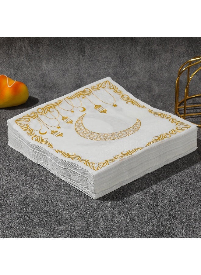 100pcs Ramadan Napkins, Eid Mubarak Ramadan Decoration, Gold White Napkins for Ramadan Table Decoration, Eid Mubarak Scatter Decoration, Ramadan Kareem Napkins - Image 3