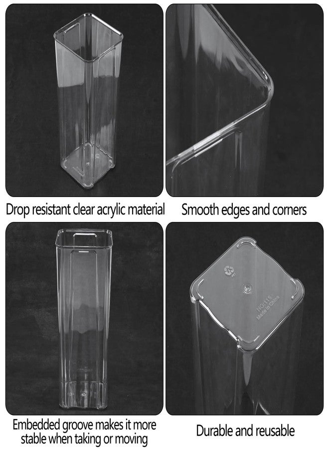 Asking 6 Pack Tall Square Acrylic Flower Vase, Clear Plastic Centerpiece Vases for Table, 4" x 4" x 9" - Image 3