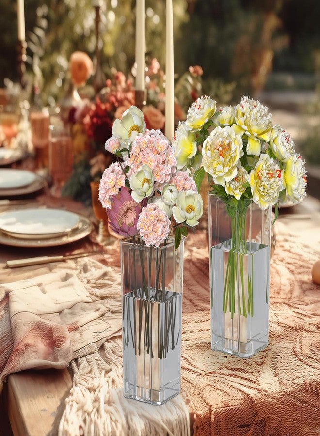 Asking 6 Pack Tall Square Acrylic Flower Vase, Clear Plastic Centerpiece Vases for Table, 4" x 4" x 9" - Image 4