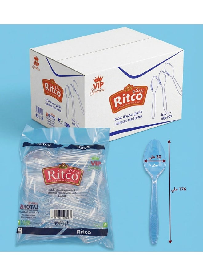 Ritco Carton Of VIP Thick Transparent Plastic Spoons (1000 Spoons/Carton) - Image 3