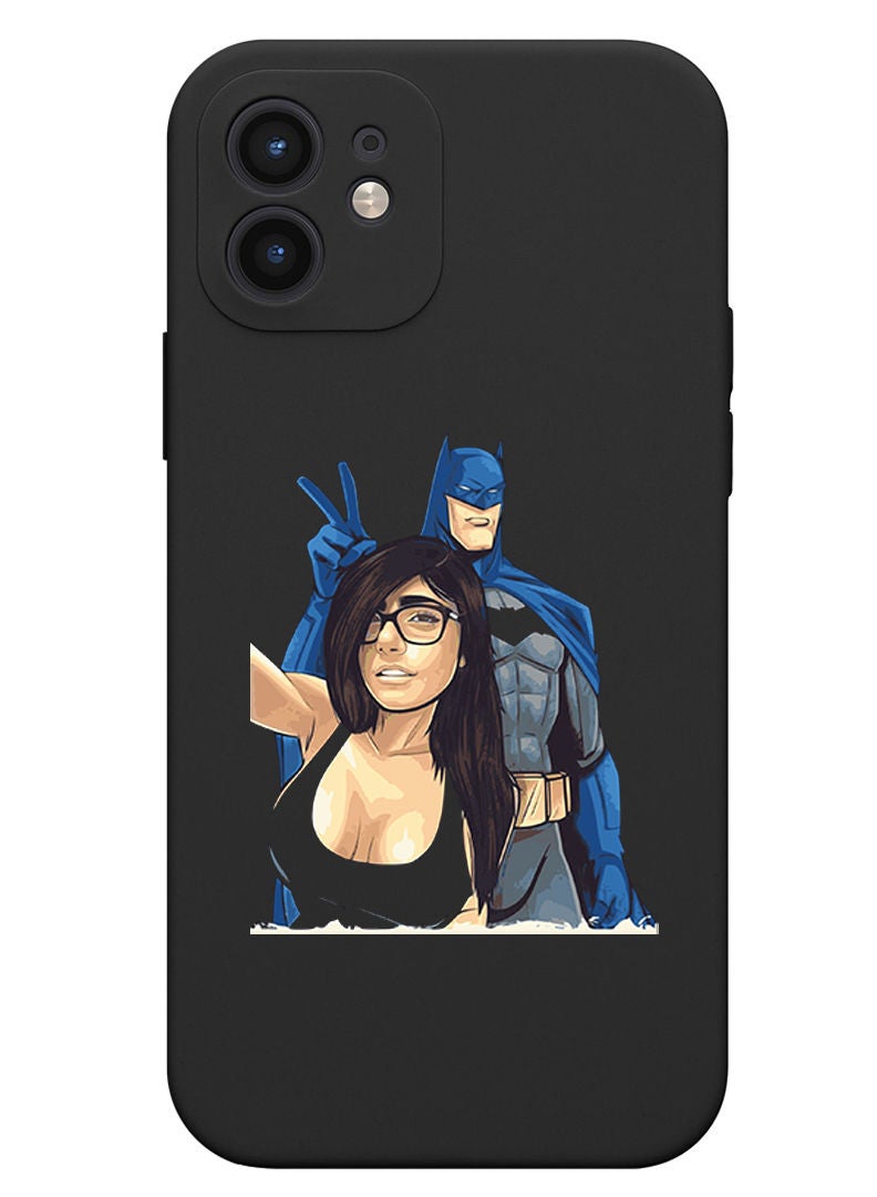 Theodor Protective Slim Fit Case Liquid Silicone Cover with Full Body Protection Anti-Scratch Shockproof Case For iPhone 12 Black  - Be Happy-01 - Image 1