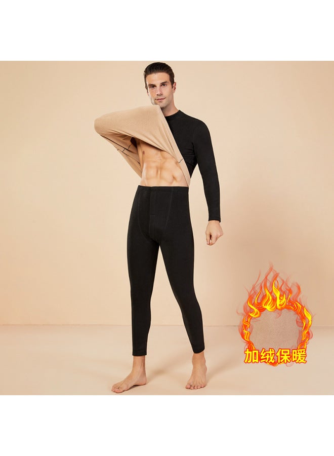 High-grade Lamb Fleece Thermal Underwear Suit Women's Autumn And Winter New Fleece-lined Thickened Plus Size Half-height Collar For Men And Women