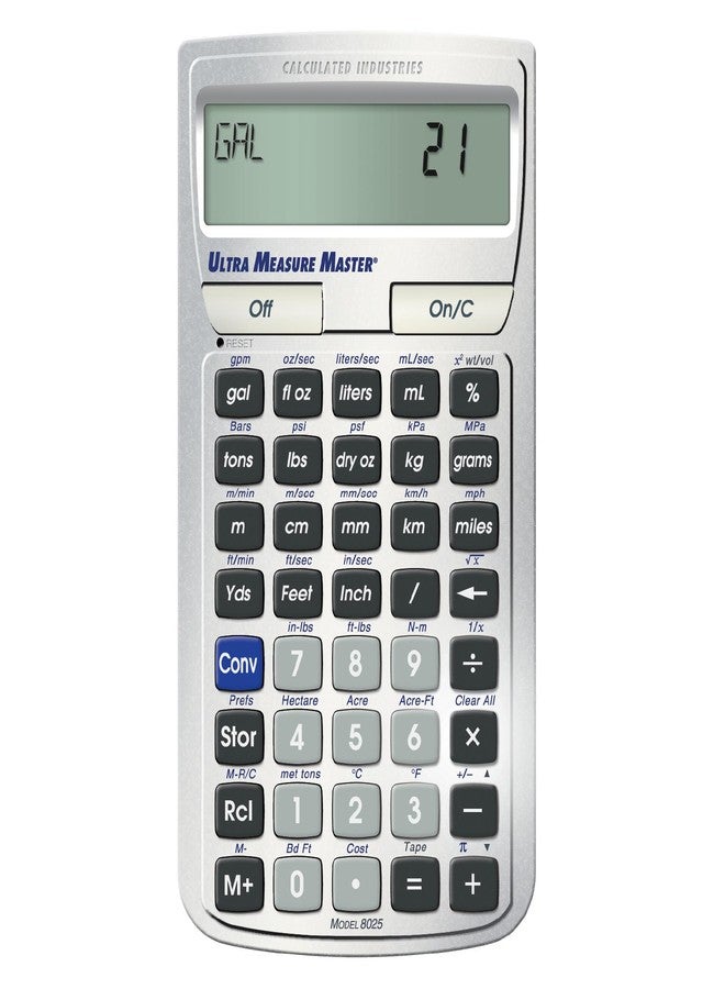 Calculated Industries 8025 Ultra Measure Master Professional Grade U.S. Standard to Metric Conversion Calculator Tool for Engineers, Architects, Builders, Scientists and Students | 60+ Units Built-in, Silver - Image 1